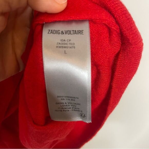 ZADIG & VOLTAIRE Ida CP Cashmere Zaddicted Tee FLAWED new no  tags - Picture 11 of 12